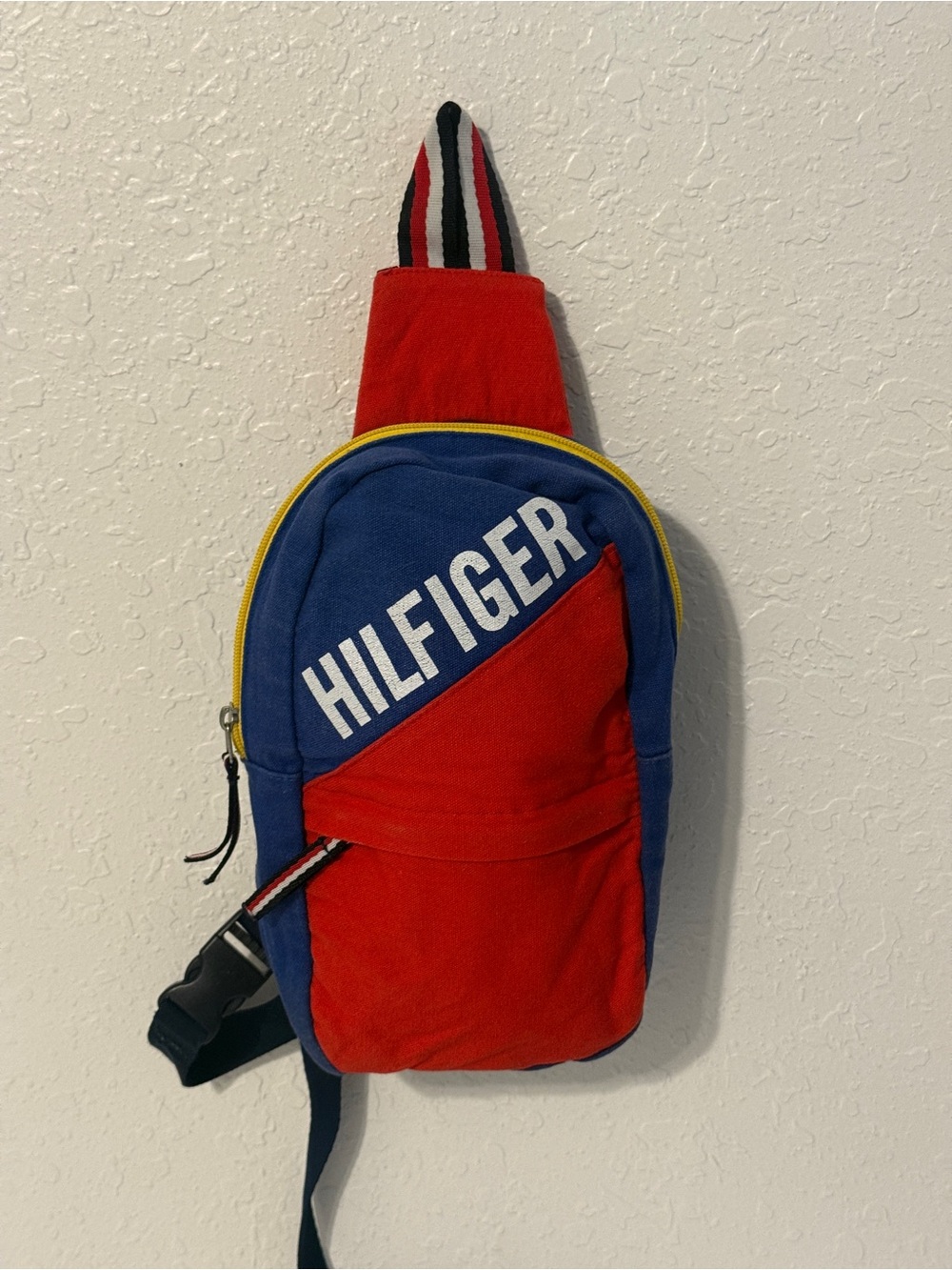 Vintage Tommy Hilfiger Blue Sling Mini Backpack Retro Shoulder Crossbody 11” Bag